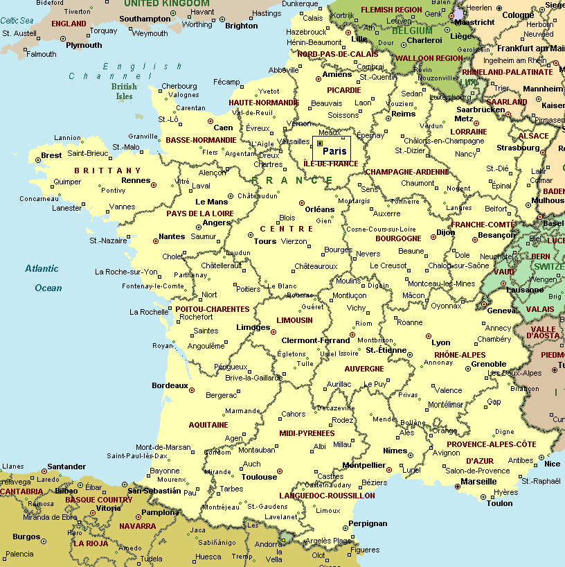 Francia - Mapa De Las Regiones