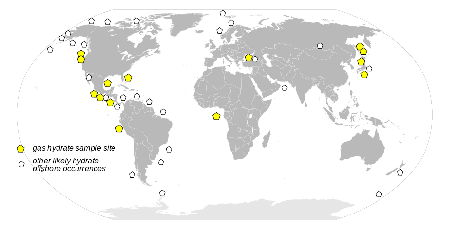 Distribucion del gas metano 1996